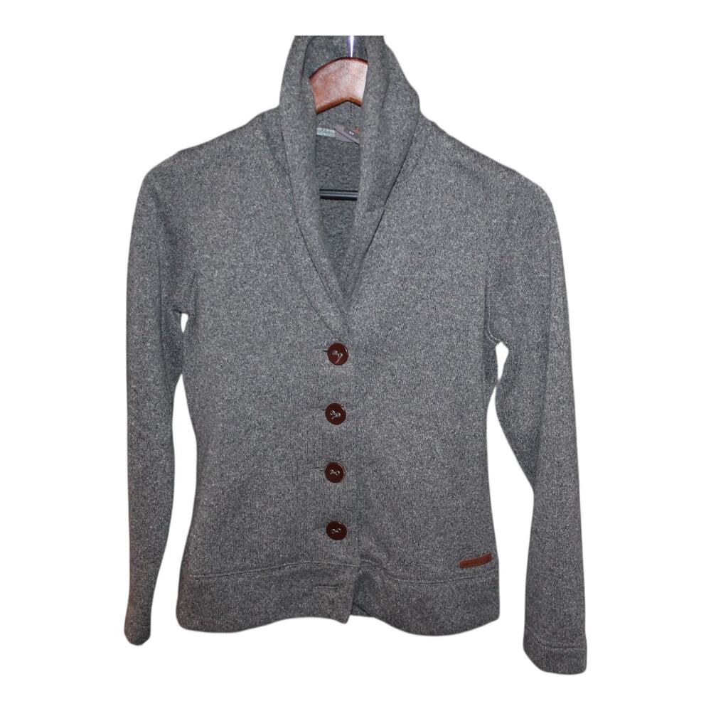 Merrell Arabella Button Up Sweater, #119414, Gray, Polyester, Women's S/P Small